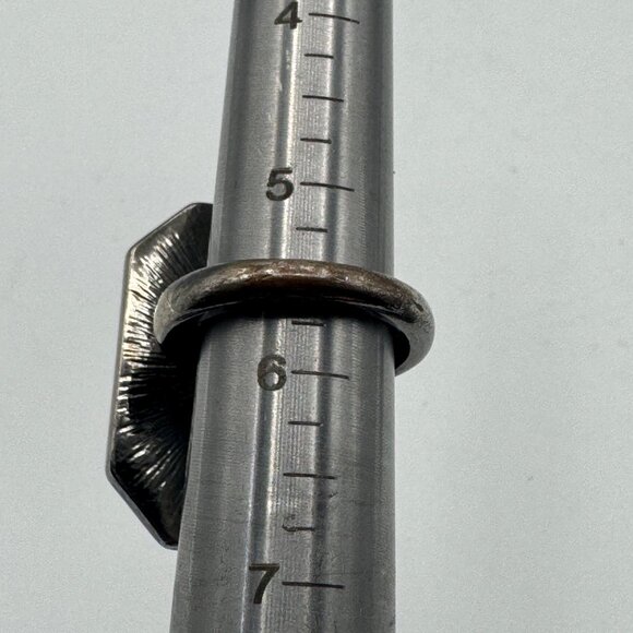 Bold Black Cocktail Ring With Rhinestone Border & Silver-Tone Band - Picture 6 of 6